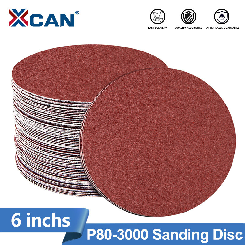 Шлифовальный диск XCAN, 6 дюймов (150 мм), наждачная бумага, абразивный диск от 80 до 3000, шлифовальная бумага для дерева/металла, полировальные инструменты