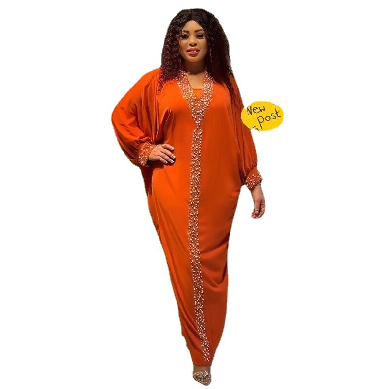 New Arrival africa clothing The rayon fabric plus size elegant dress The rayon fabric Rhinestones and beads african dresses