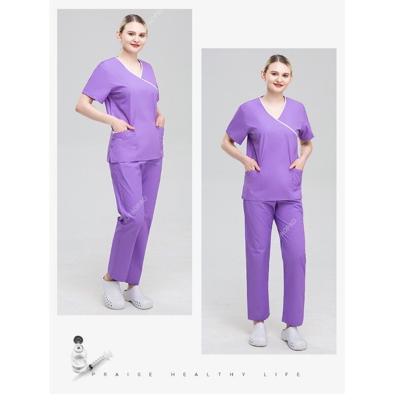 Nowa wysokiej jakości odzież medyczna z bawełny poliestrowej, nadająca się do prania, hurtowa damska odzież robocza dla lekarza w jednolitym kolorze ICU