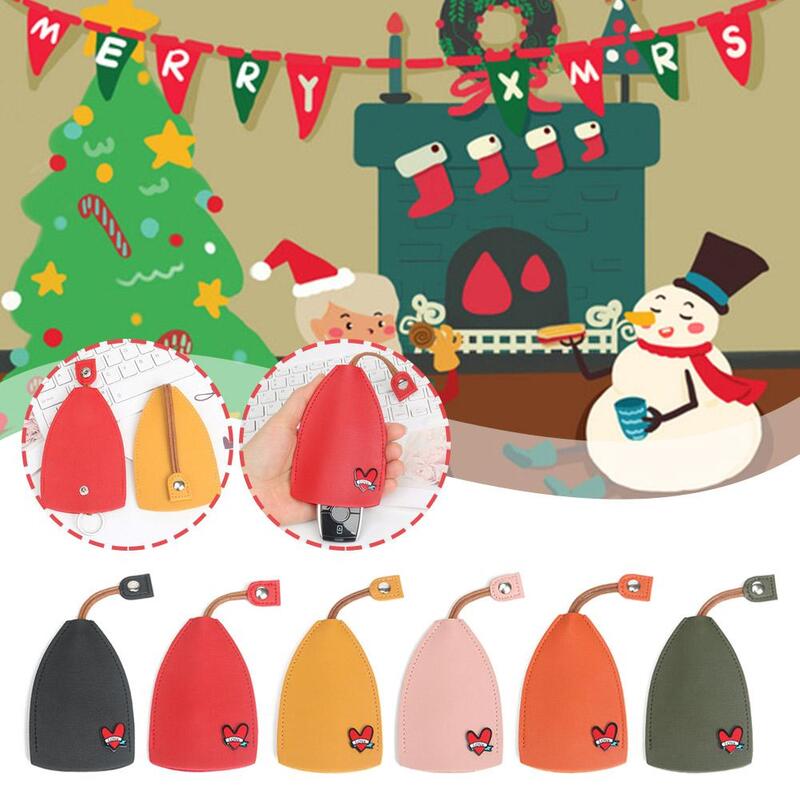 クリスマスハートキーボックス、かわいいプルアウトウォレット、PUレザーキーケース、キー用プルタイプポケットキーホルダー、g8c0