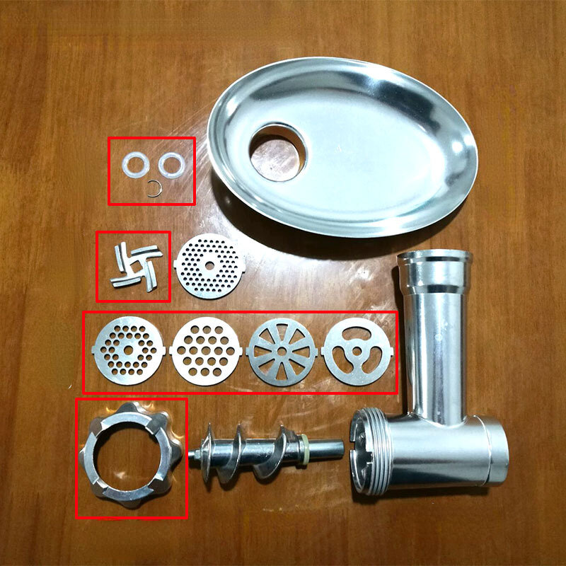 Meat Grinder Pinion Mixer Spare Parts Meat Grinder Knife Stainless Steel Grille for Food Grinder Accessories Kitchen Tool