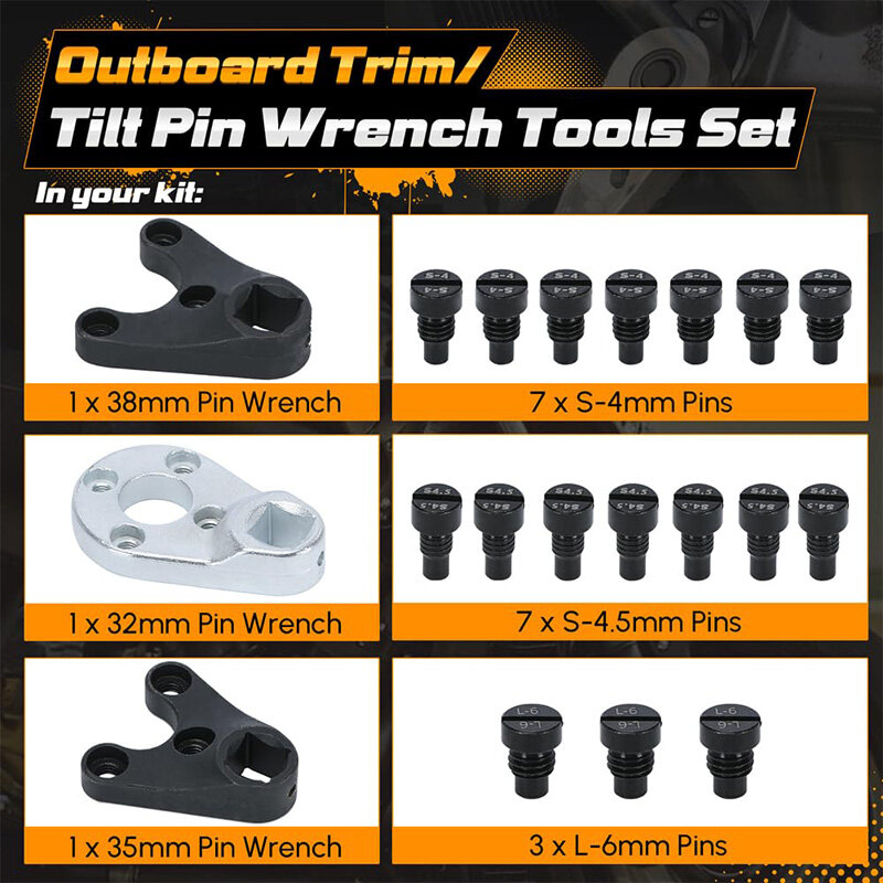 Outboard Guarnição Tilt Pin Wrench Ferramentas Set, compatível com a Yamaha, Suzuki, Johnson, Evinrude, MT0004, MT0006, MT0009