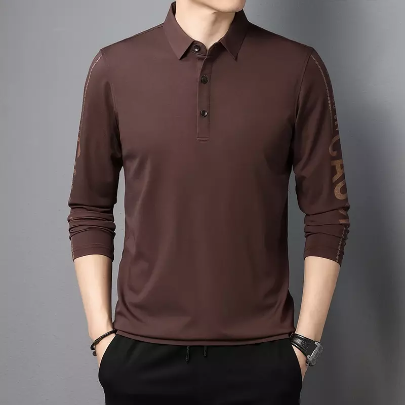 Men's New Spring Fashion Comfortable Versatile Pullover POLO Sweater, Solid Color Design