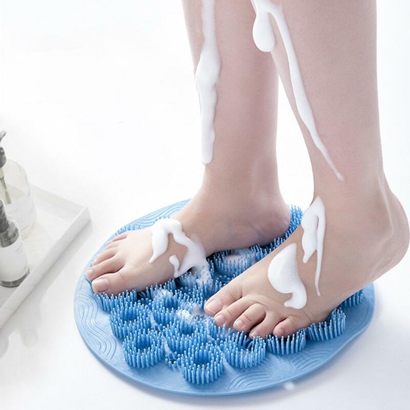 แปรงฟองน้ำสำหรับอาบน้ำเครื่องขัดถูนวดเท้าขณะอาบน้ำใช้ซิลิโคนแบบดูด Alat penggosok Badan