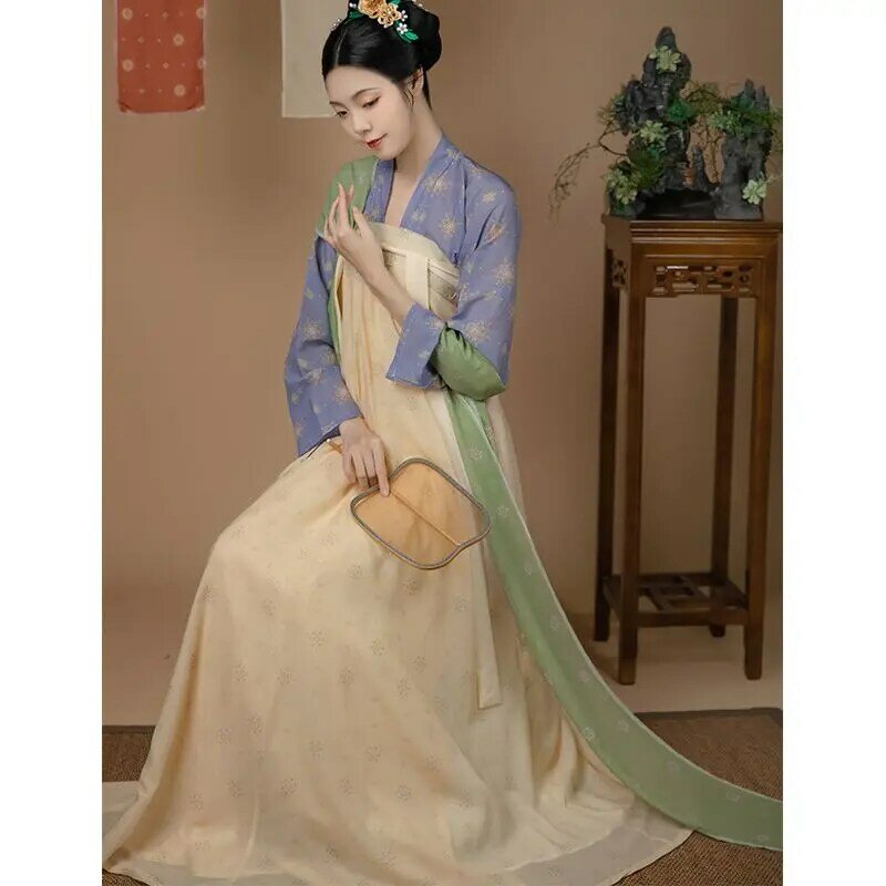 Hanfu فساتين حريمي الملابس الشعبية الصينية التقليدية تانغ سلالة الرقص الشرقي القديم مجموعة كاملة دعوى تنورة الصدر الأخضر