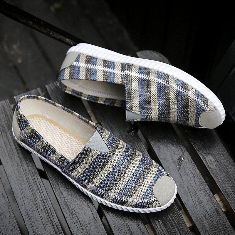 Breathable Linen Casual Men's Shoes Old Beijing Cloth Shoes Canvas Summer Leisure Flat Fisherman Driving Shoes Wick 458