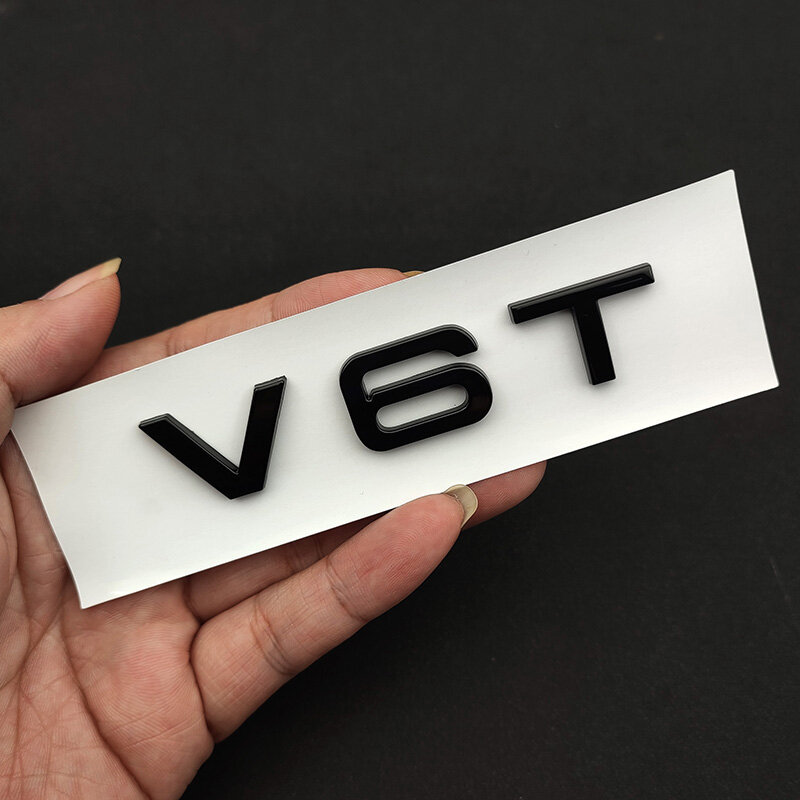 3d ABS Chrome Black V6T Logo Number Letters Car Fender V6 T Emblem Badge Decal For Audi A6 C7 A4 4 S4 V6T Sticker Accessories