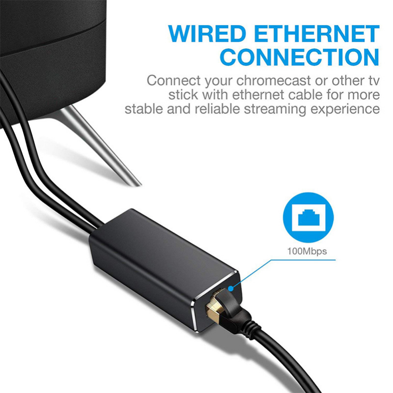 Adaptador de tarjeta de red Ethernet, alimentación Micro USB a RJ45 10/100Mbps para Fire TV Stick Chromecast para Google