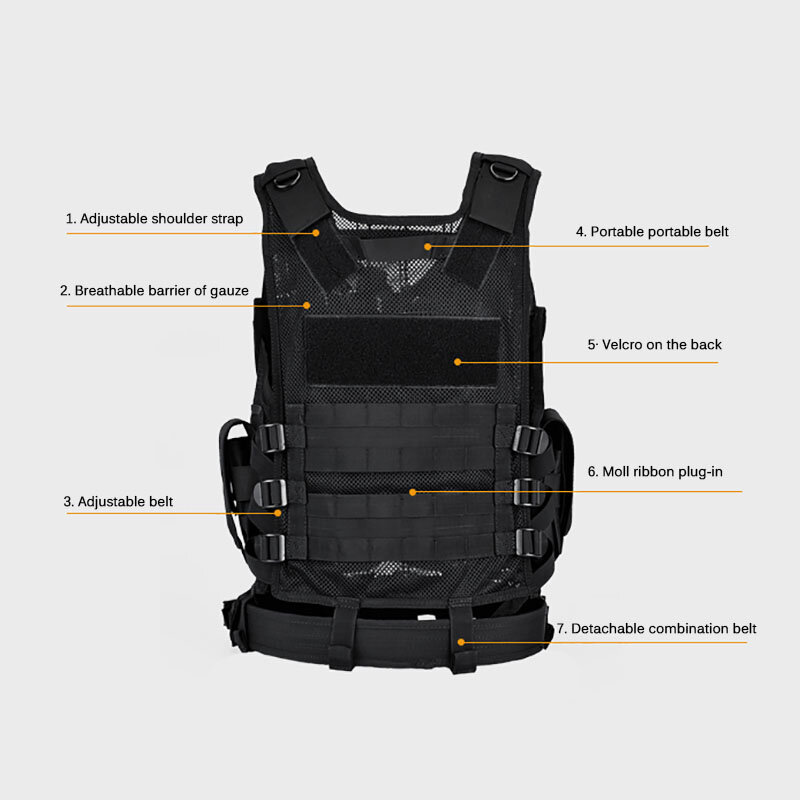 Adjustable Tactical Vest Military Combat Armor Vests Mens Tactical Hunting Vest Army Breathable Outdoor CS Training Vest Airsoft