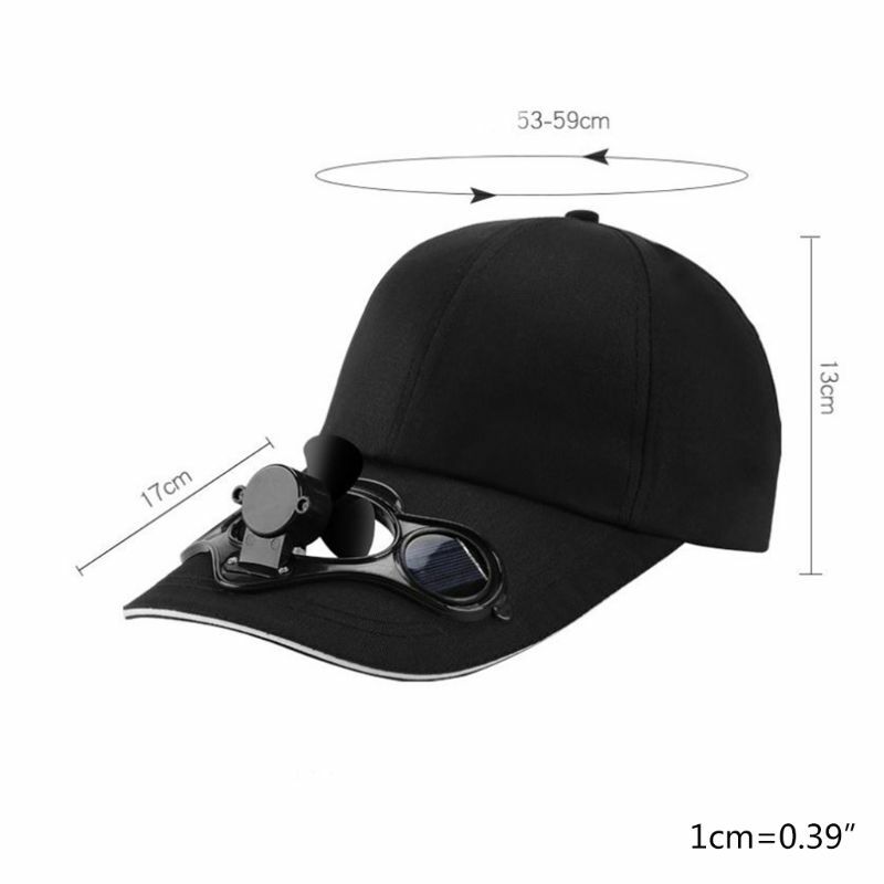 قبعة بيسبول للجنسين رياضية منخفضة المظهر تعمل بالطاقة الشمسية ومروحة رائعة بلون موحد