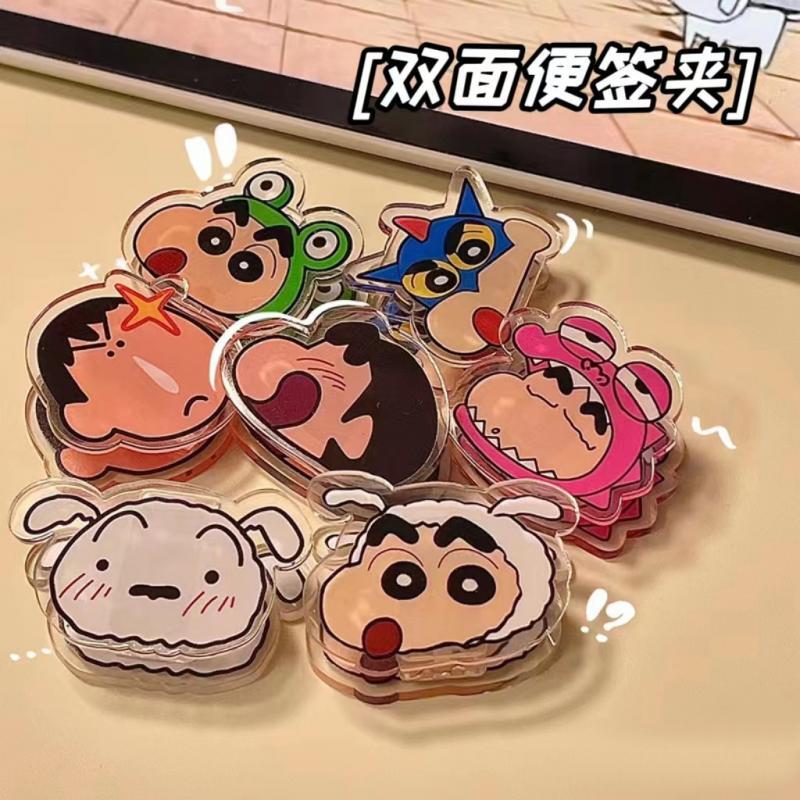 2024 New Cute Kawaii Crayon Shin-Chan Pp Clip Memo Clip Acrylic Clip Double Sided Clip Multifunctional Anime Gift Toys For Girls