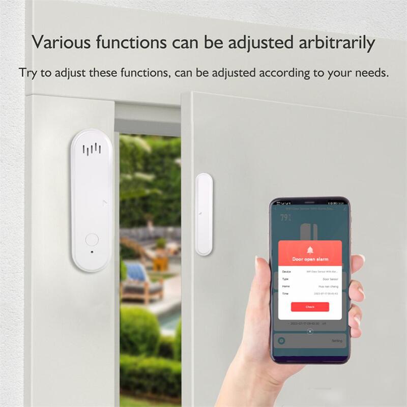 Tuya WiFi Window Door Sensor with Sound Light Magnetic Detector Alarm Smart Home Smart Life Control Works with Alexa Google Home