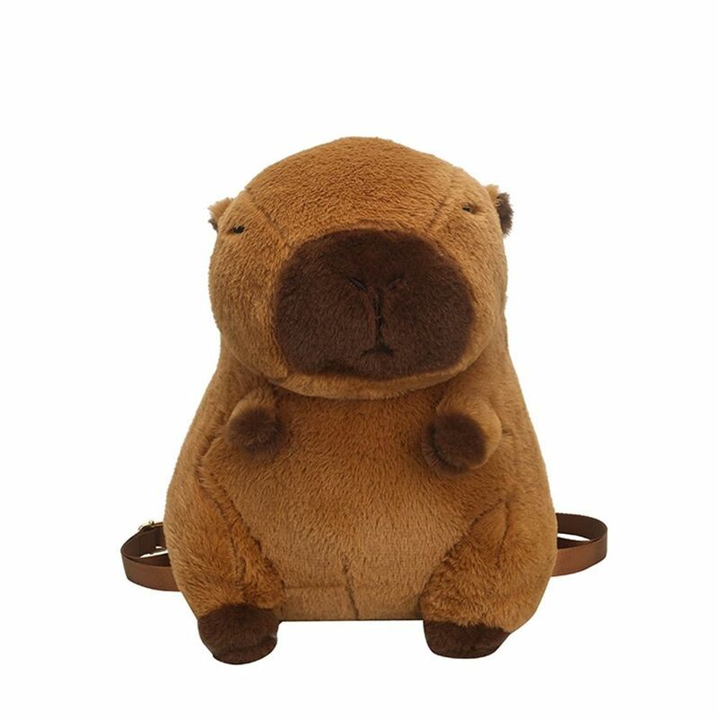 Capybara กระเป๋าเป้ผ้ากำมะหยี่สำหรับเด็ก, กระเป๋าเป้สะพายหลังผ้ากำมะหยี่กระเป๋านักเรียนไปโรงเรียนกระเป๋านักเรียนความจุขนาดใหญ่เป้สะพายหลังการ์ตูนกลางแจ้ง