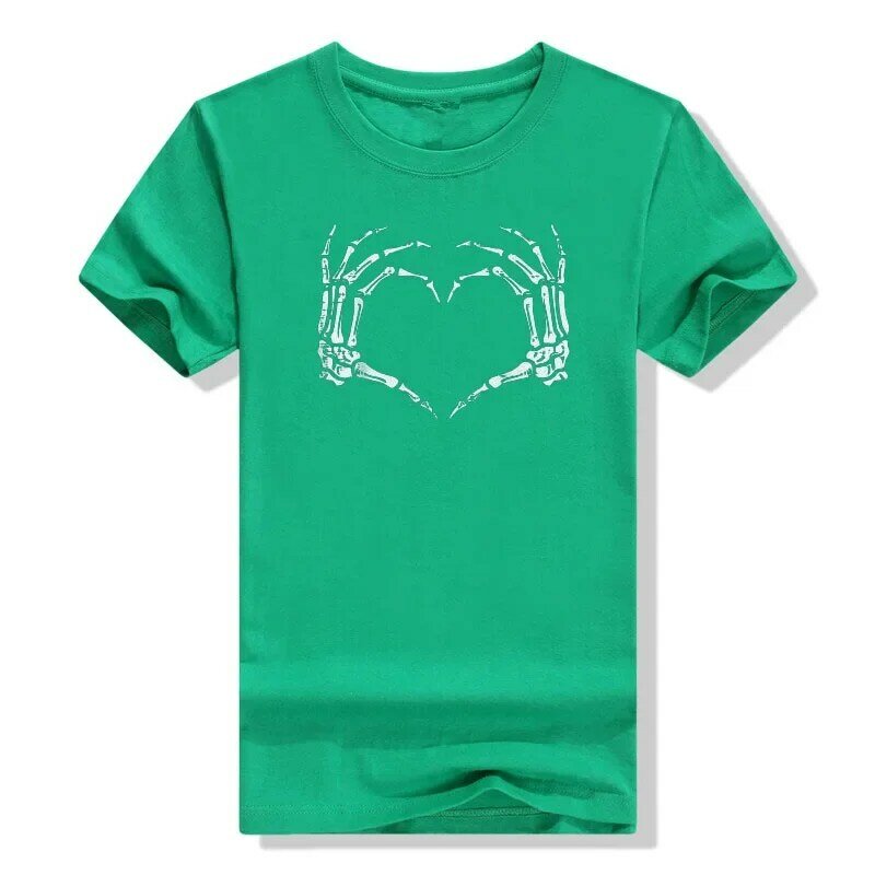 Skeleton Hands Heart Sign Retro Halloween Costume Women Girl T-Shirt Gift Graphic Tee Top Streetwear Gothic Style Women Clothing