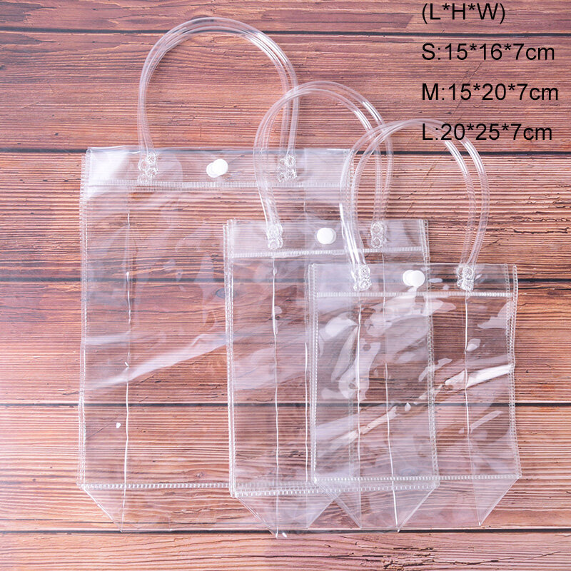 Bolsa de mano transparente para compras, bolso de hombro de PVC, impermeable, almacenamiento para regalo, bolsas de plástico para cosméticos, 3 tamaños, 1 unidad