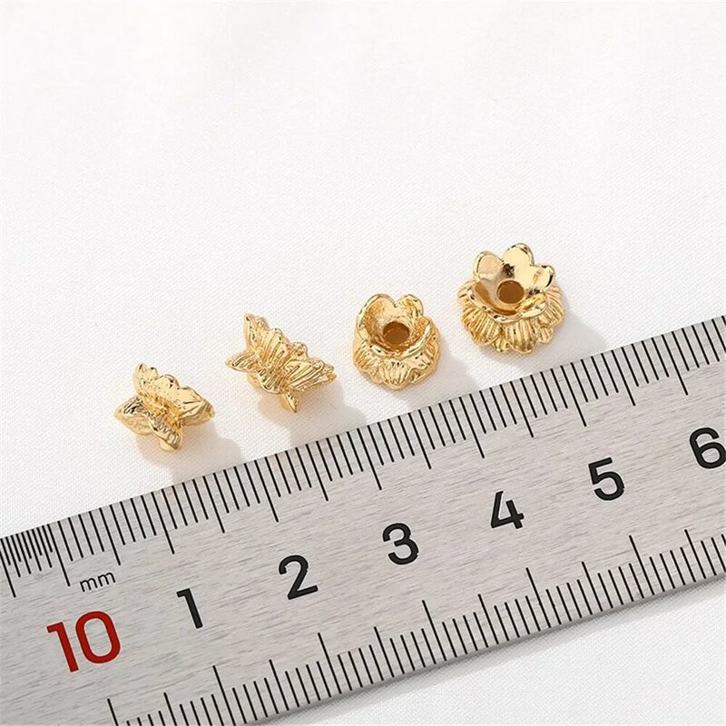Pemegang manik ukuran dua lapisan emas 14K dengan topi penahan bunga manik terpisah gelang DIY Aksesori bahan perhiasan manik-manik