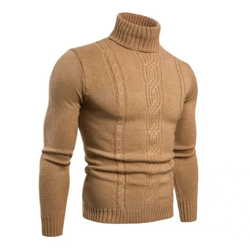 Skinny Sweater Turtleneck pria, switer rajutan kurus Anti Keriput lembut