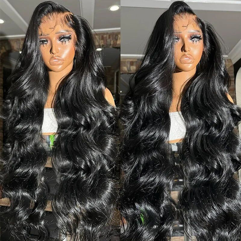 Perruque Body Wave Lace Front Wig sans colle naturelle, cheveux humains, 13x4, 13x6, transparent HD, ultraviolette, 38 pouces, choix pour femmes