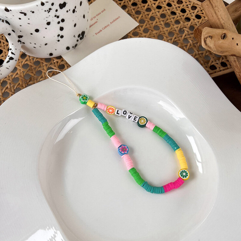 Candy-farbige Blume Handy Ketten Anhänger Handgelenk Lanyard Ins Stil Perlen Perle Handy Straps Y2k Mädchen Schmuck