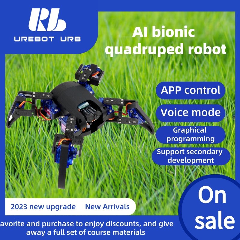 STEAM-Educacional Quadrupede Aranha Robot Kit para Arduino, Speech Controle Remoto, Programação Gráfica Brinquedos