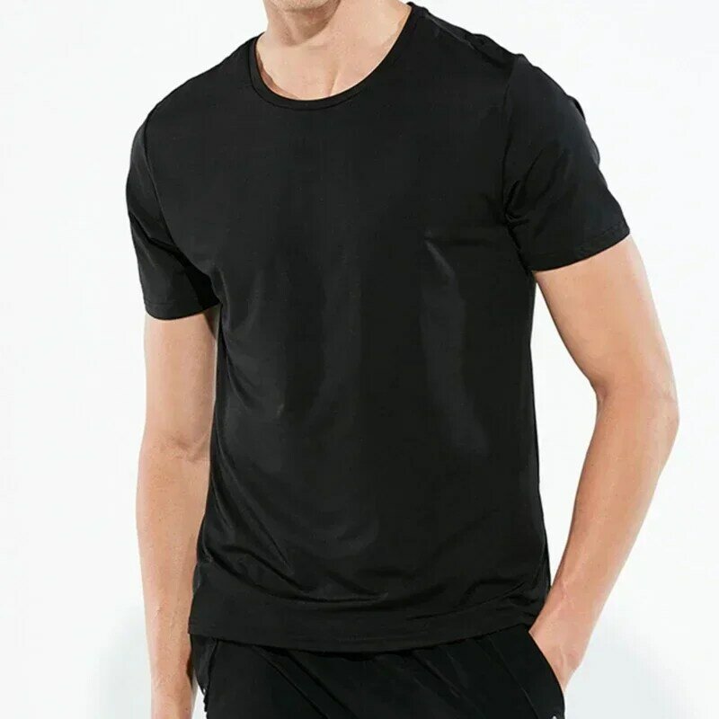 B1882  Creative Hydrophobic Anti-Dirty Waterproof Solid Color Men T Shirt Soft Short Sleeve Quick Dry Top Breathable Wear