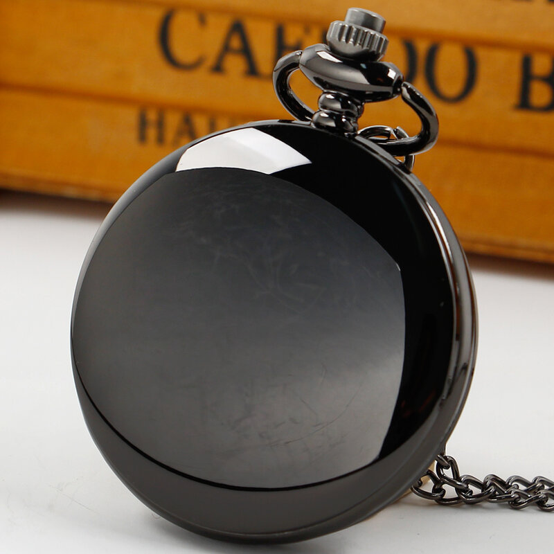 Anime Theme Smooth Bat Pattern Design Quartz Necklace Pocket Watch Casual Chain Watches Gift for Boys and Girls