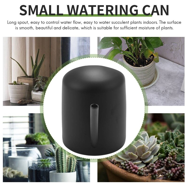 Mini Watering Can, 300 Ml Black Stainless Steel Watering Can, Long-Mouth Plant Watering Can, Suitable For Garden Plants