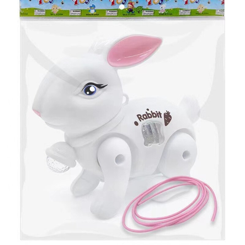 Trela ​​de brinquedo coelho elétrico andando LED brinquedo coelho musical presente aniversário para criança