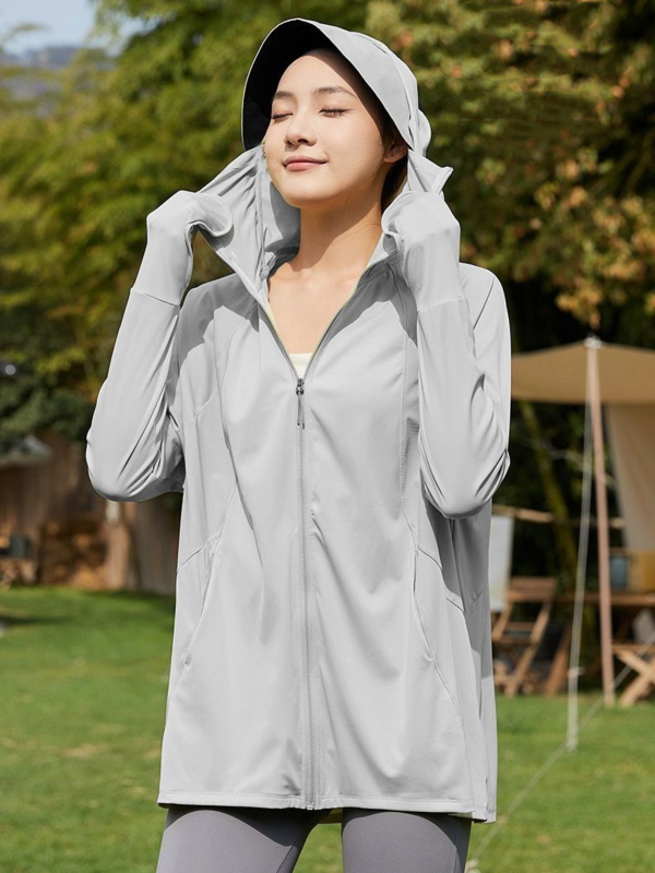 Running Sun Protective Clothing 2024 Women Fashion Slim Fit Jackets Anti-UV Long Sleeve Yoga Coat for Outdoor Sportswear Summer