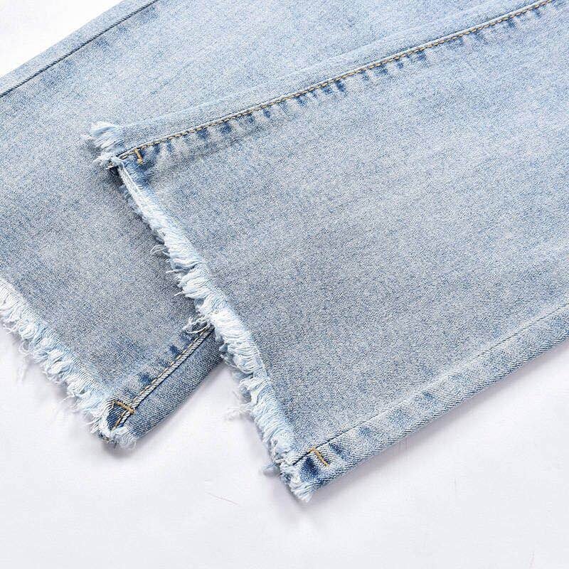 Koreańskie damskie letnie z wysokim stanem, wąskie Jeansy rozkloszowane na co dzień, eleganckie do kostek spodnie dżinsowe słodkie Vaqueros Stretch Jeansy pantalony