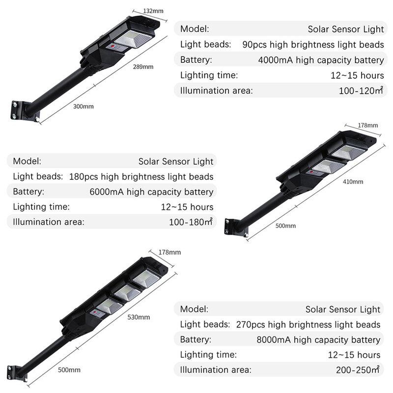 LED Solar Outdoor Light Remote Control Street Lampe Motion Sensor 12V Waterproof IP65 Integrated LED Floodlight for Garden