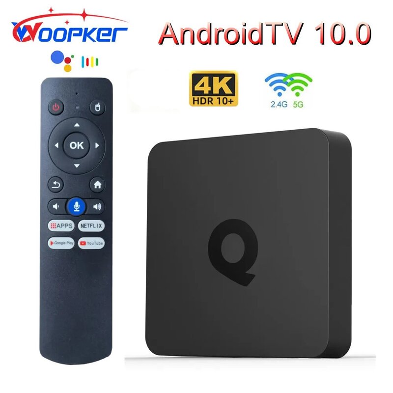 Woopker 스마트 TV 셋톱 박스, 안드로이드 10, 올위너 H313, 구글 보이스 듀얼 지원, 2GB, 16GB, 2G, 8G, 와이파이, BT, 4K, ATV Q1