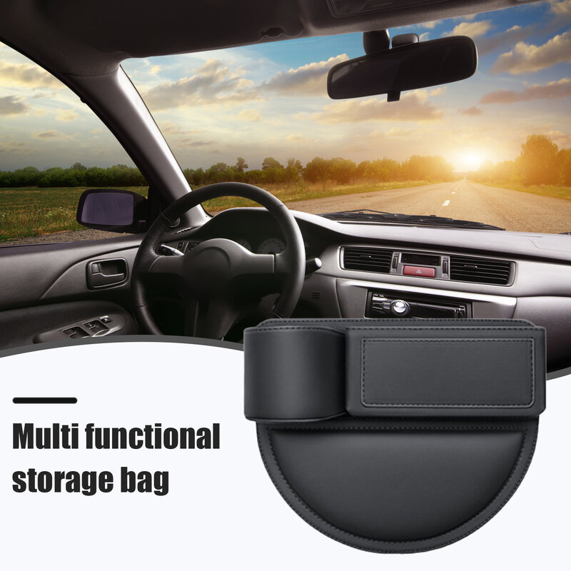 Suporte de couro ajustável do copo do carro, Gap Filler Bag para telefones, óculos, chaves, cartões