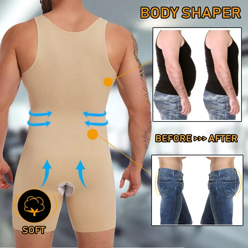 Men Full Body Shaper Underwear Slimming Compression Bodysuit Breathable Tummy Control Shapewear Abdomen Waist Trainer Corset