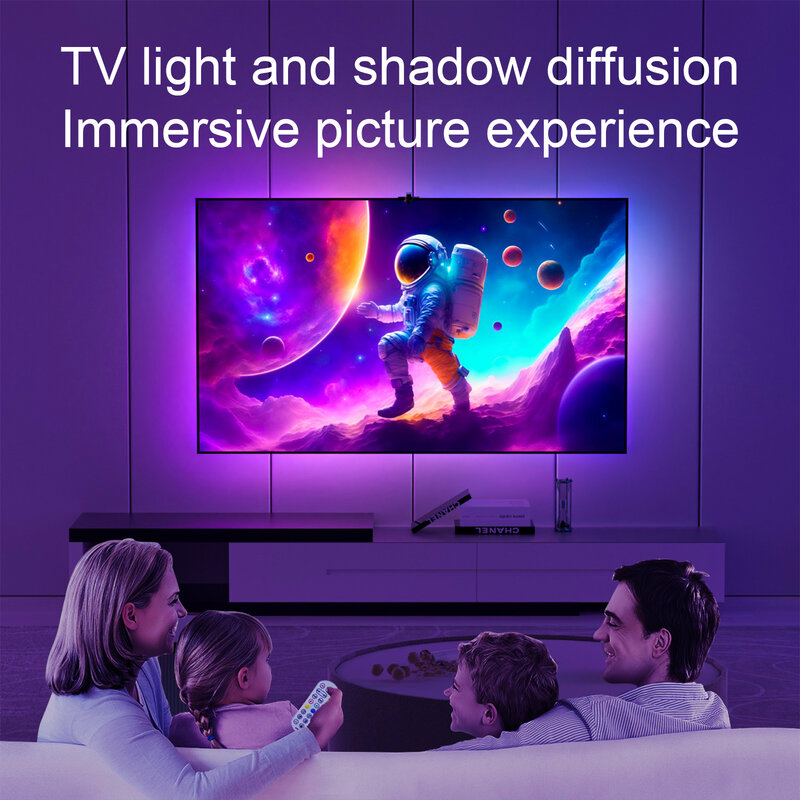 ضوء شريط تلفاز ذكي ، إضاءة خلفية تلفاز غامرة ، اختيار اللون ، بيئة متزامنة بألوان RGB ، ضوء شريط LED