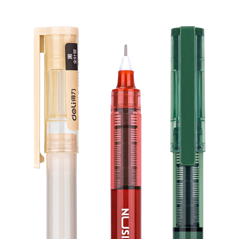 4Pcs DELI NS767 0.5mm Straight Liquid Gel Pens Black Ink Neutral Pens Full Needle Tube School Student Supplies