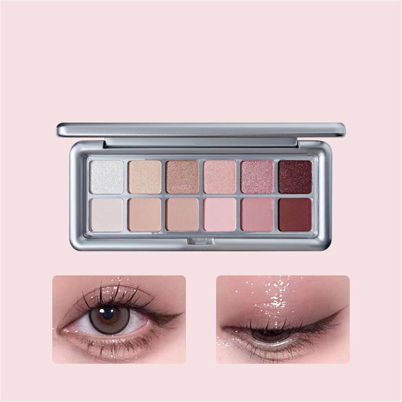Matte Pearl Eyeshadow Tray para meninas, Eye Shadow Plate para maquiagem iniciante, 12 cores