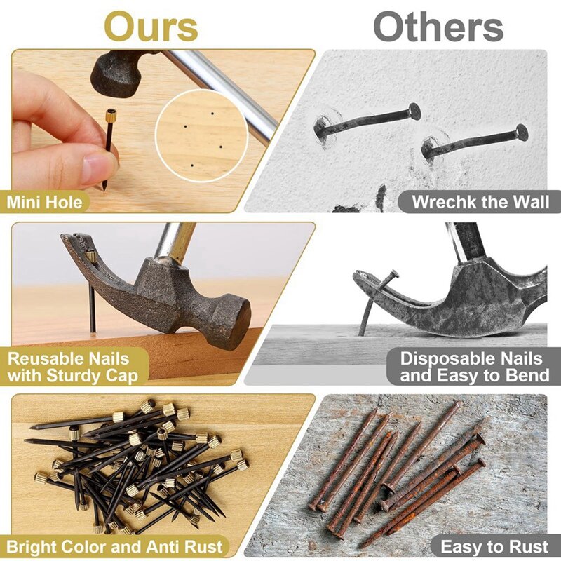 Picture Hanging Nails 4 Sizes Wall Nails For Picture,Nails For Wall Picture For Wall Decoration Hanging Frame Kit