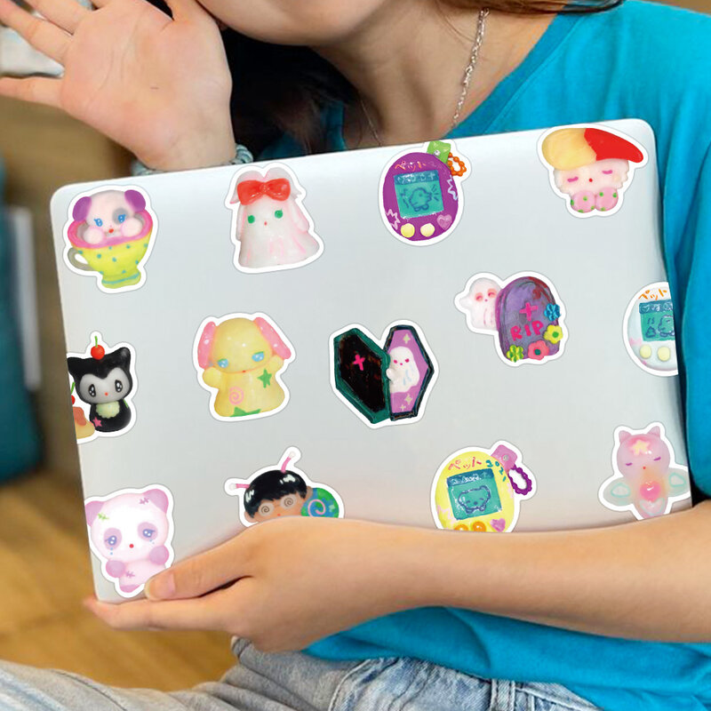 3D 크리스탈 클레이 소녀 귀여운 스티커, 스케이트보드 노트북 냉장고 전화 기타 수하물 데칼 스티커, 어린이 장난감, 56 개