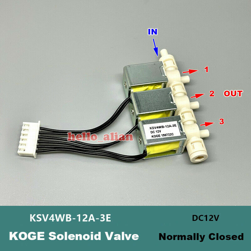 KOGE-microválvula solenoide KSV4WB, válvula de flujo de Gas de aire normalmente cerrada de 3 vías, Triple válvula paralela, CC de 12V, 260mmHg