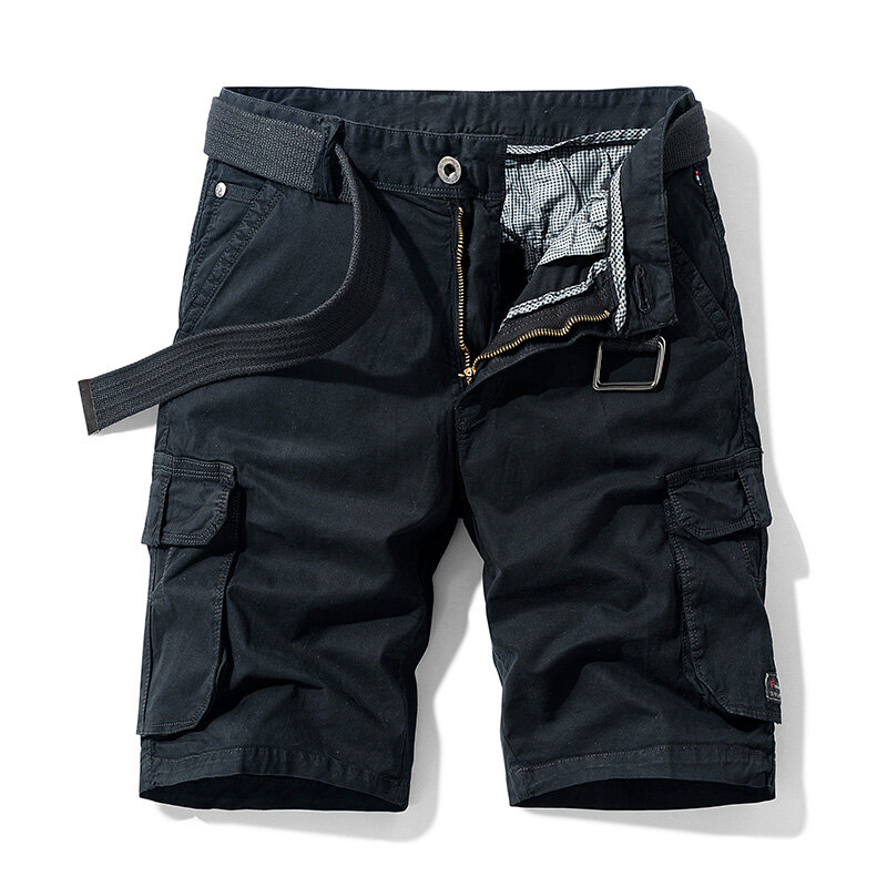Pantalones cortos de algodón para hombre, Shorts informales de cintura elástica, varios bolsillos, para correr en la playa, verano, envío directo