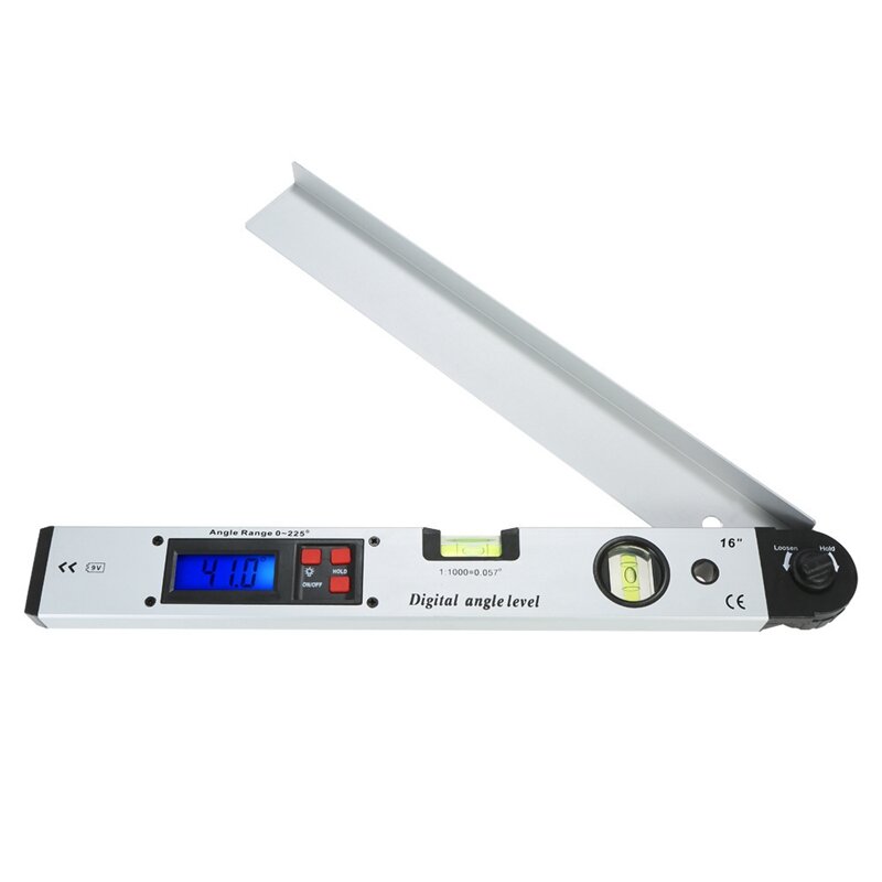 デジタル分度器角度計,シルバーゲージ,アルミニウム合金,水平および垂直角度レベル,テスト定規,0〜225 °, 1個