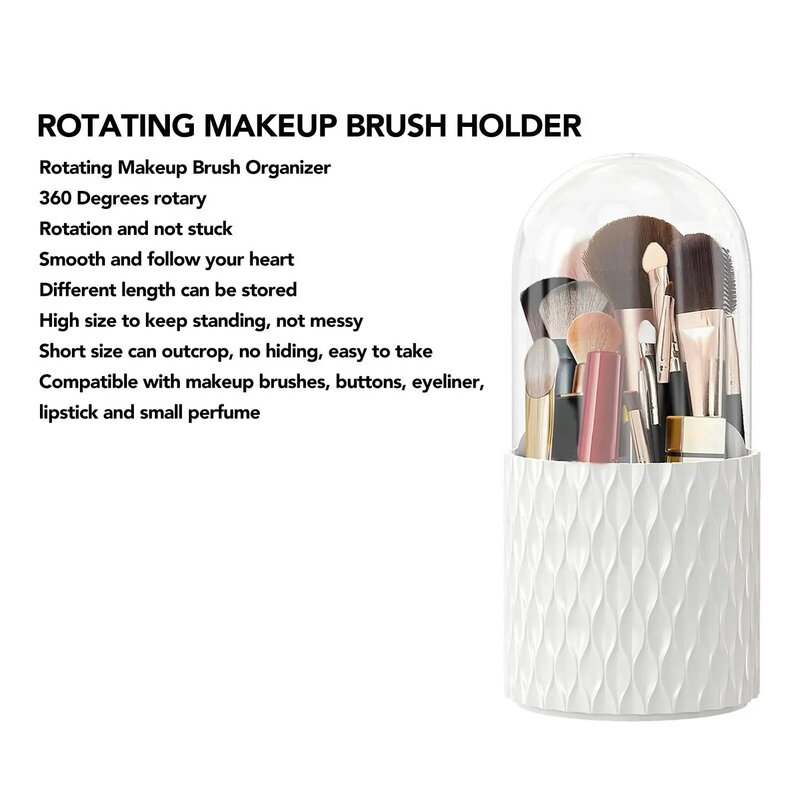 Porte-pinceau de maquillage rotatif à 360 °, facile à nettoyer, étanche, non désordonné pour le stockage des cosmétiques