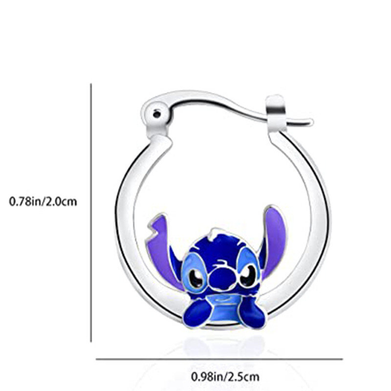 Disney Anime Lilo i Stitch wisiorki na uszy Kawaii Stitch metalowy kolczyk delikatne damska biżuteria akcesoria kobieta dziewczyna prezenty