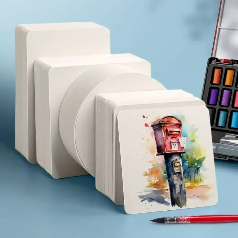 Papel de acuarela cuadrado/redondo, postal profesional de Color agua para pintar, suministros escolares, 300g, 25 hojas