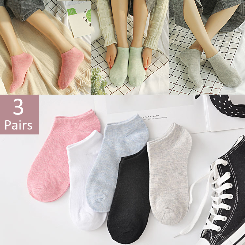 Calcetines tobilleros de algodón para Mujer, calcetín invisible, transpirable, 3 pares