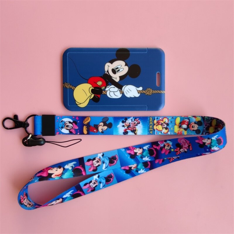 Disney turenie mouse-Porte-carte d'identité avec lanière marketpour filles, porte-badge, manches en plastique dur pour travailleur