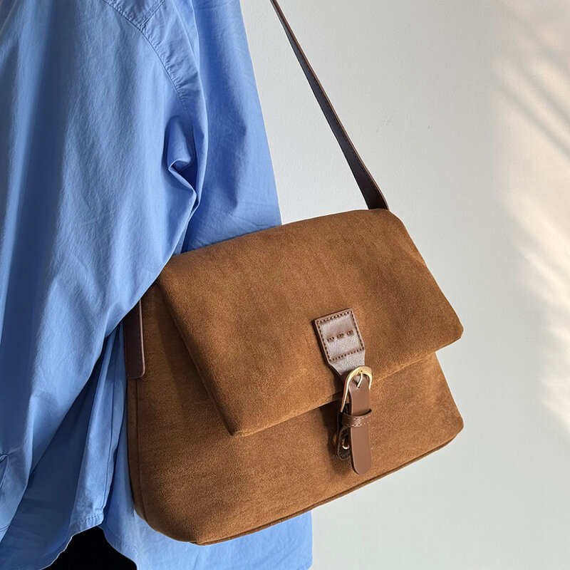 CGCBAG borsa a tracolla di marca di lusso di design retrò da donna borsa quadrata da donna in pelle nabuk di alta qualità semplice borsa a tracolla per pendolarismo