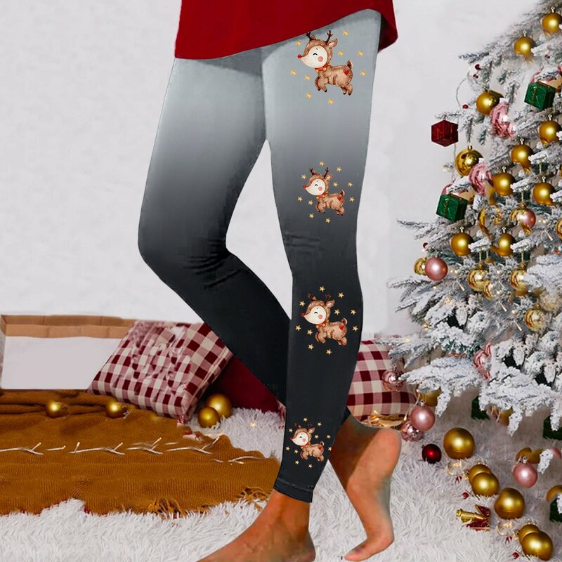 Joyeux Noël Fitness Leggings pour femmes, sans couture, taille haute, entraînement, pantalon imprimé, doux, extensible