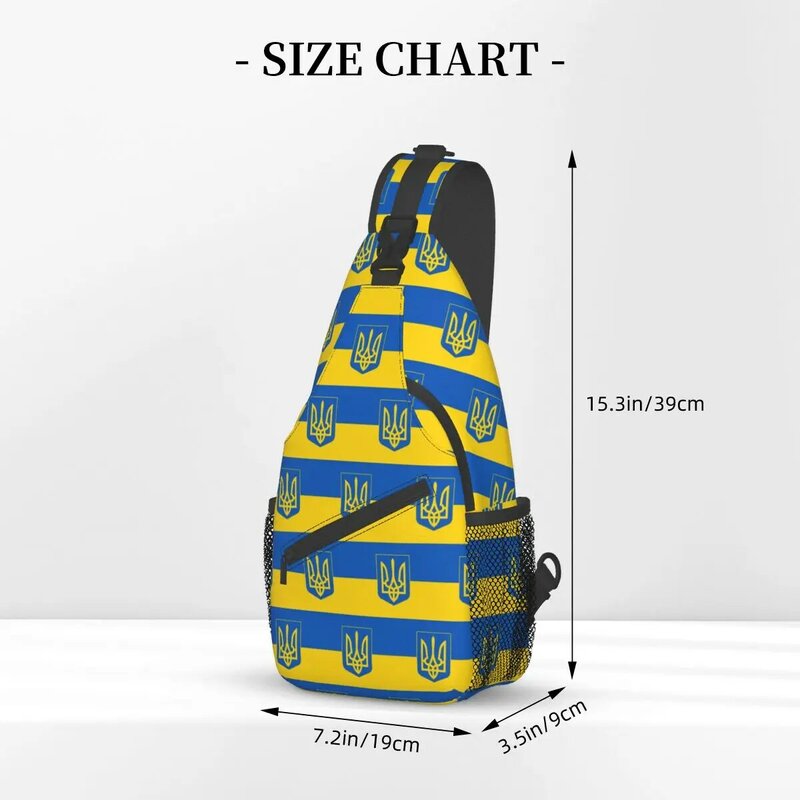 Ukraine Flag Crossbody Sling Bag Fashion Chest Bag Coat of Arms Shoulder Backpack Daypack for Hiking Travel Sports Pack